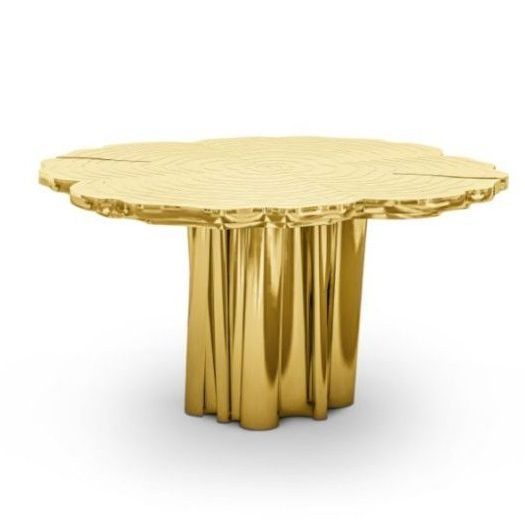 Fortuna round dining table with golden hues. The Best Round Dining Table Sets To Pair With A Round Rug