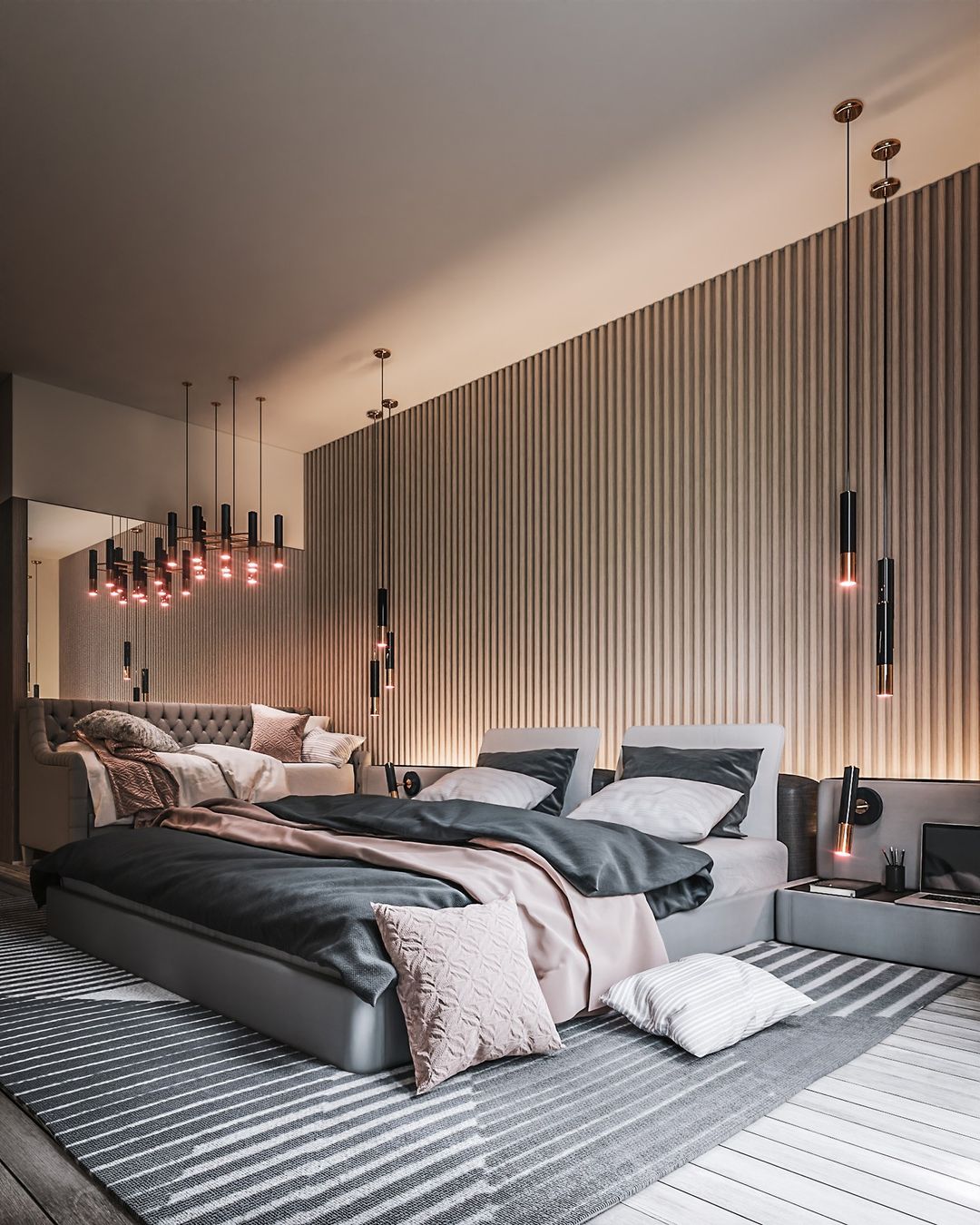 Wafi Tagleb On The Inspiration Behind His Work - Design Talks. Modern living room with gray geometric rug