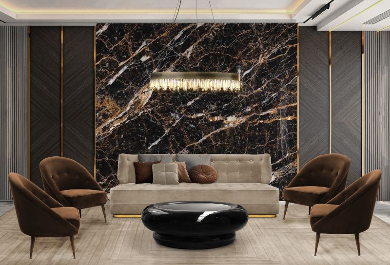 modern contemporary living room design with white beige modern rug and brown armchairs and beige sofa. Modern Rugs For A Chic and Timeless Decor