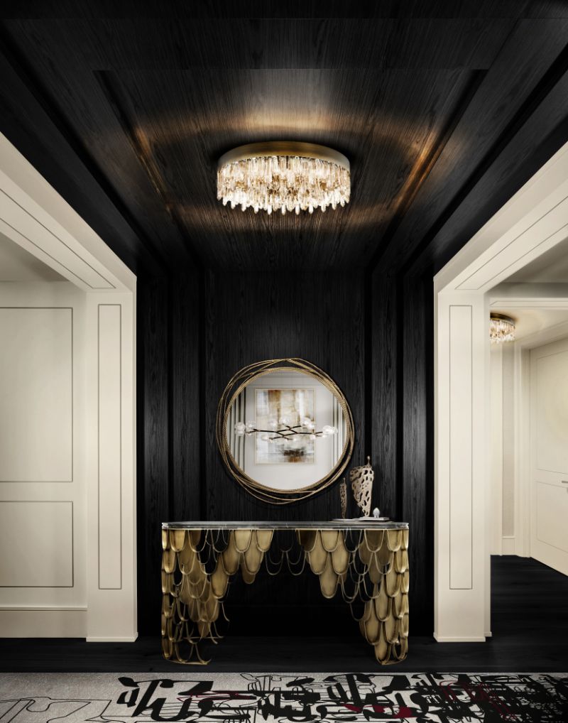 Modern hallway with a runner modern rug in black and white with a urban modern design inspired by the art . Modern Rugs For A Chic and Timeless Decor