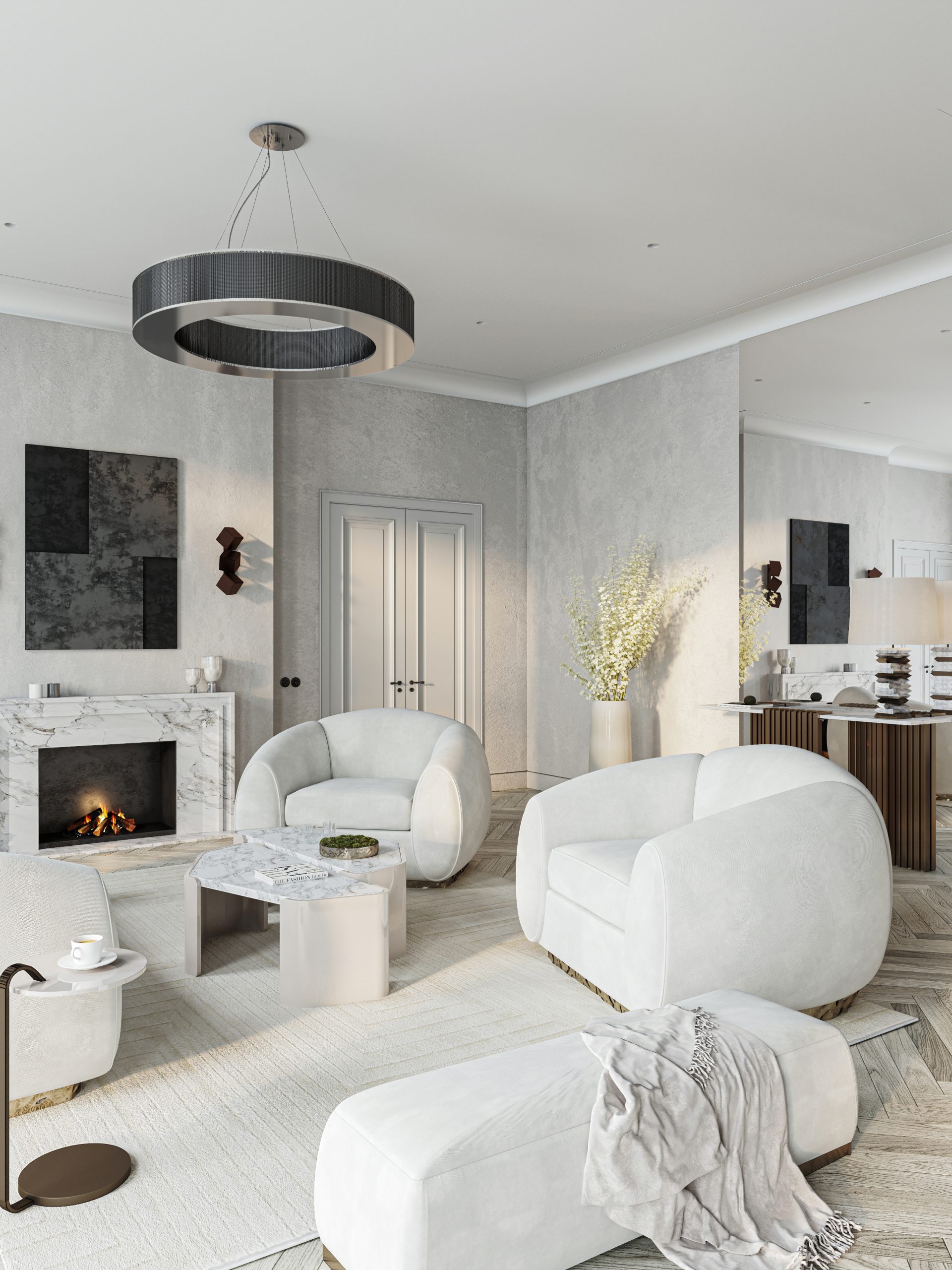 Modern living room design with neutral tones and White Garden Rug - Living Room Rugs: A Step-By-Step Guide