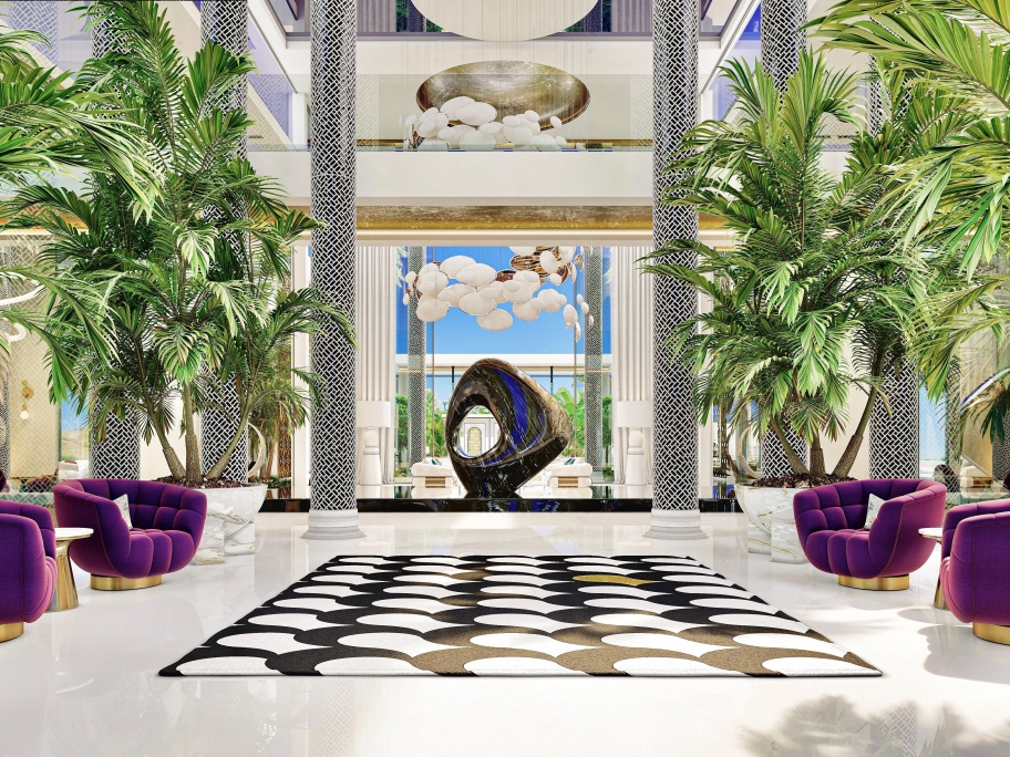Hotel entraya design with adler rug - The Best Modern Rugs To Create a Unique Hotel Decor