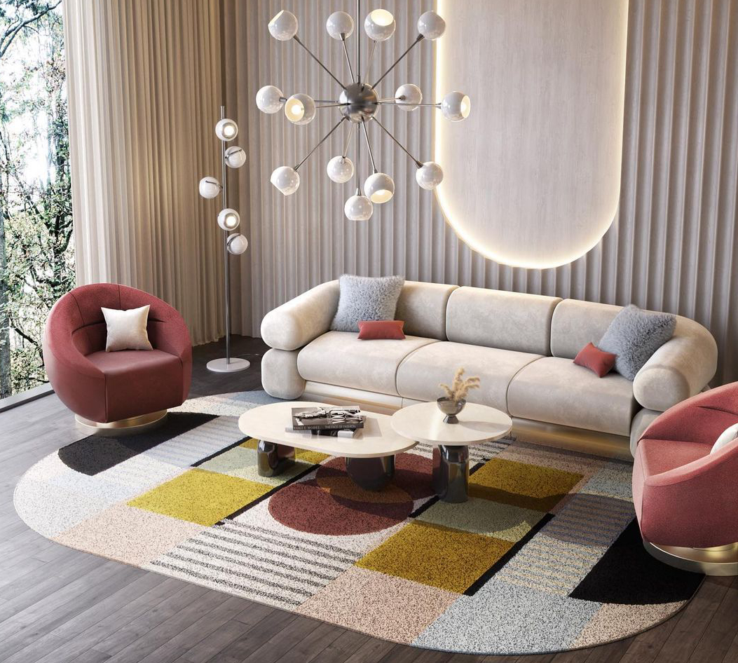 Colorful living room design by Ru'Society - Solomon Cordwell Buenz - The Art Of Designing For a Changing World