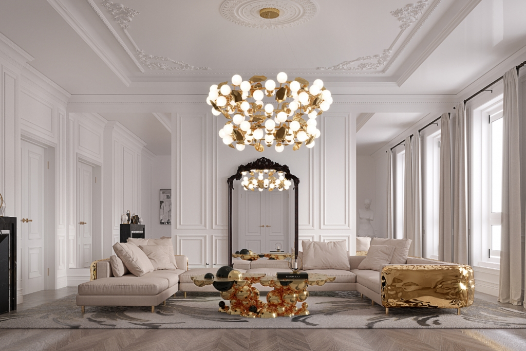 Luxurious living room rug with neutral tones and Neptuno Rug - Ray Fitout - Interiors With Passion, Innovation & Elegance