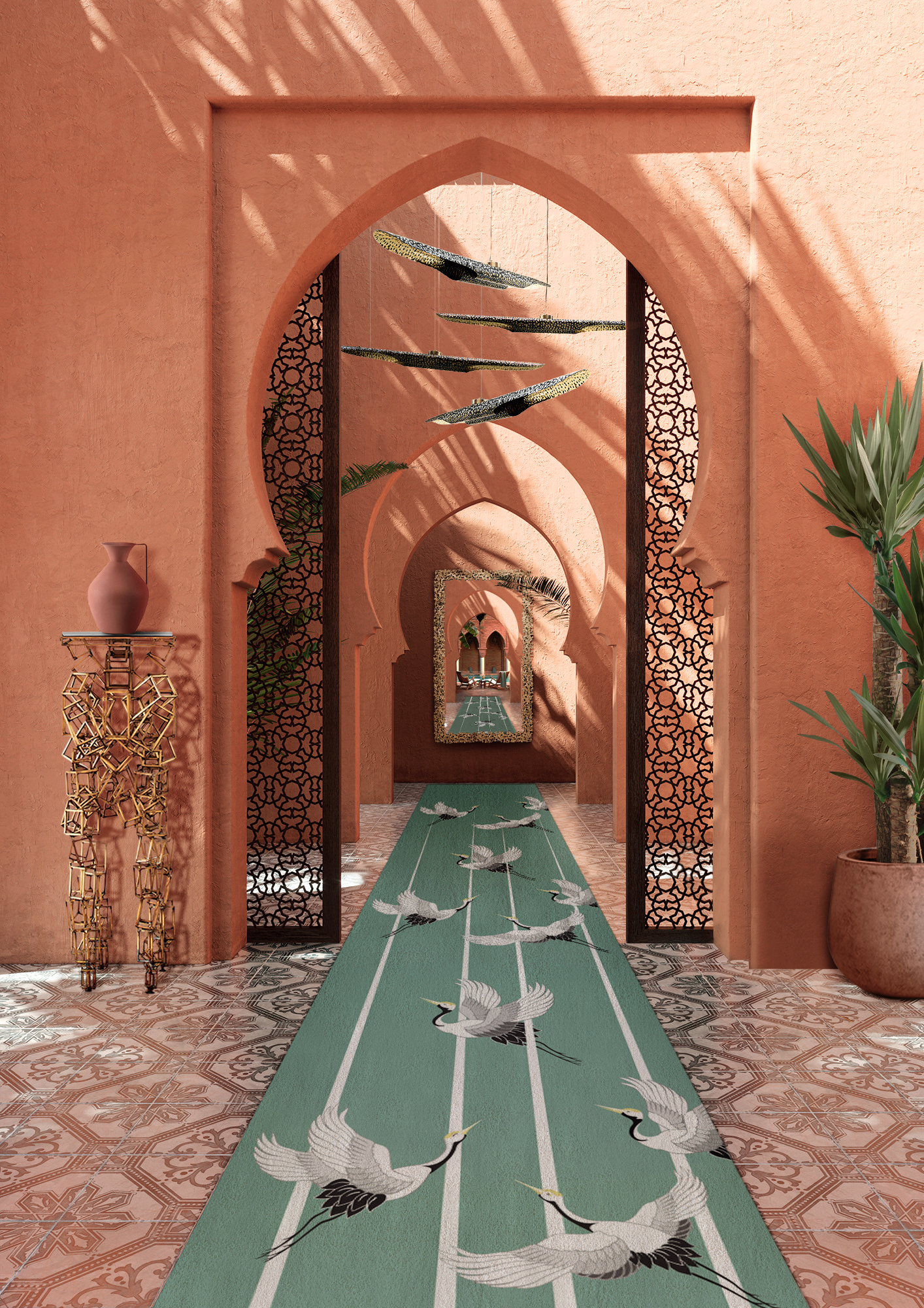 Hotel Hallway - Peach Fuzz 13-1023 - The Pantone Color Of The Year 2024