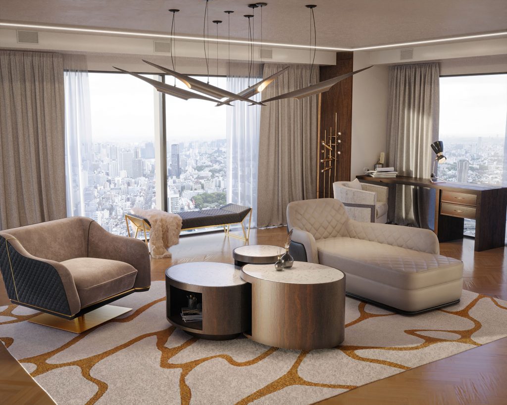 STUNNING AND LUXURIOUS OFFICE WITH CELL ELEGANT RUG - Discover Timeless Elegance With Exclusive Library and Office Design Ideas