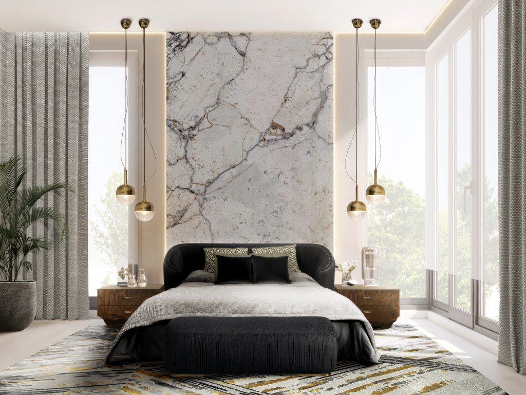 Modern bedroom design with Xisto Rug - Interior Design Trends: Blending Extravagance and Neutral Tones