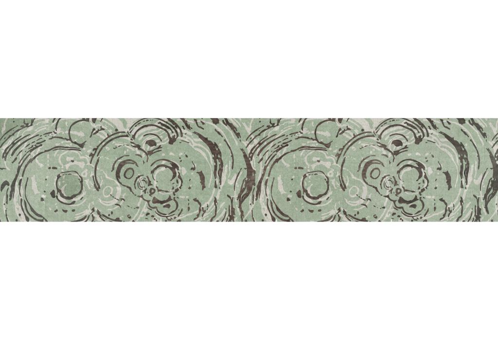 Merfilus II modern floor runner in a serene entryway, featuring botanical silk and natural wool, inspired by flowing water waves for a calm and elegant look.