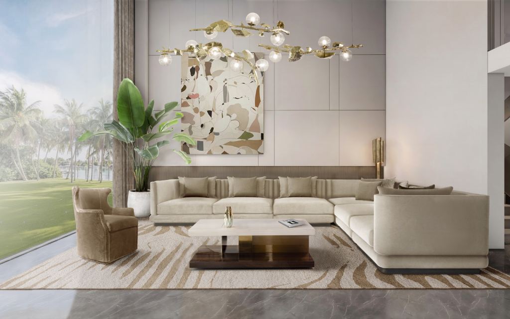 Kotta Rug, a modern rug with an elegant animal-print design in natural wool and botanical silk, adding warmth and sophistication to a contemporary living room.