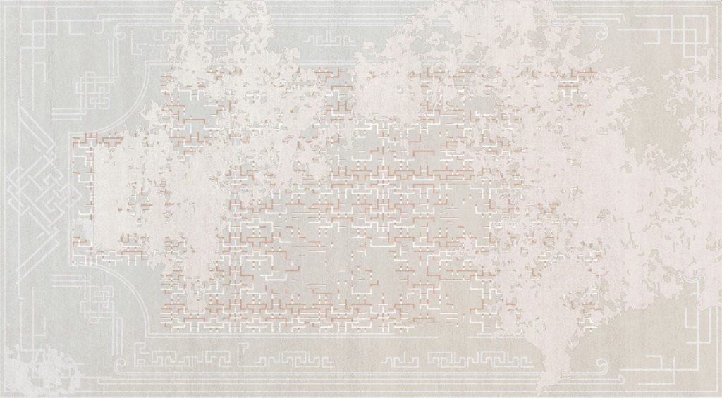 RUIN Rug with neutral, minimalist design inspired by ancient ruins, handcrafted for modern interiors, adding history, elegance, and comfort to home or office spaces