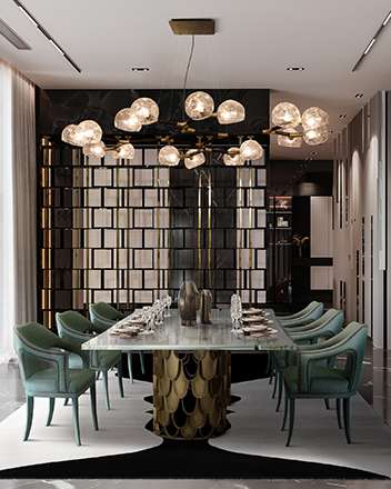 Dining Room With Oscar Geometric Rug by Rug'Society