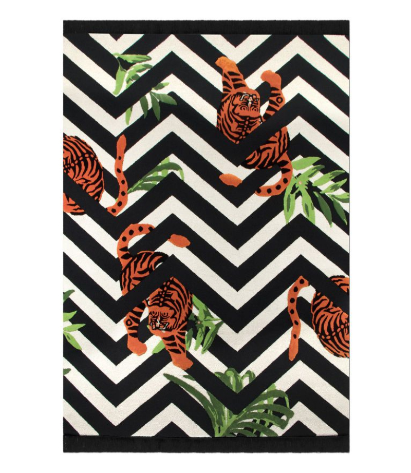 modern contemporary black and white rug with a pop of color. Geometric Rugs