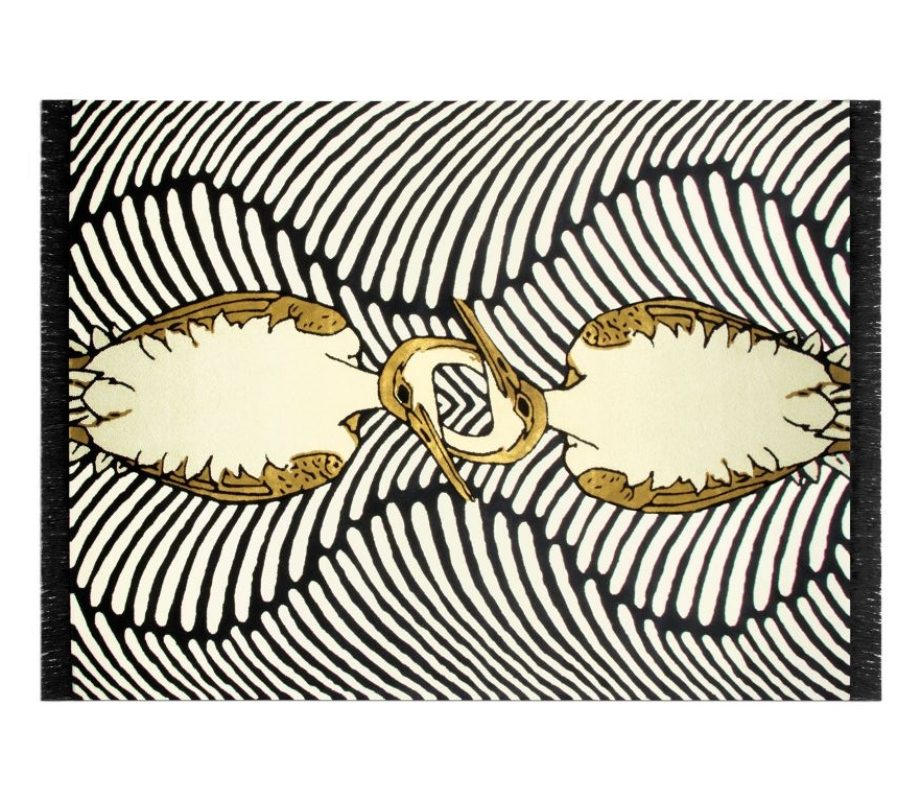 couple rug - black and white rug with a touch of gold. modern rugs