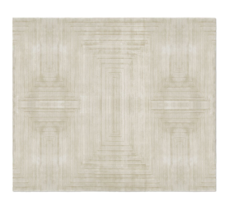 neutral area rug with minimalistic design. How Javier Wainstein Creates Stunning Interior Designs As a 3D Artist