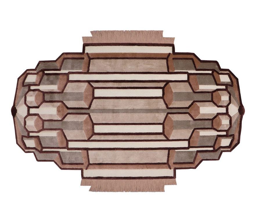 modern contemporary neutral lounge rug with pink pastel tones and irregular shape. 8 Ideas on Living Room Designs For 2023