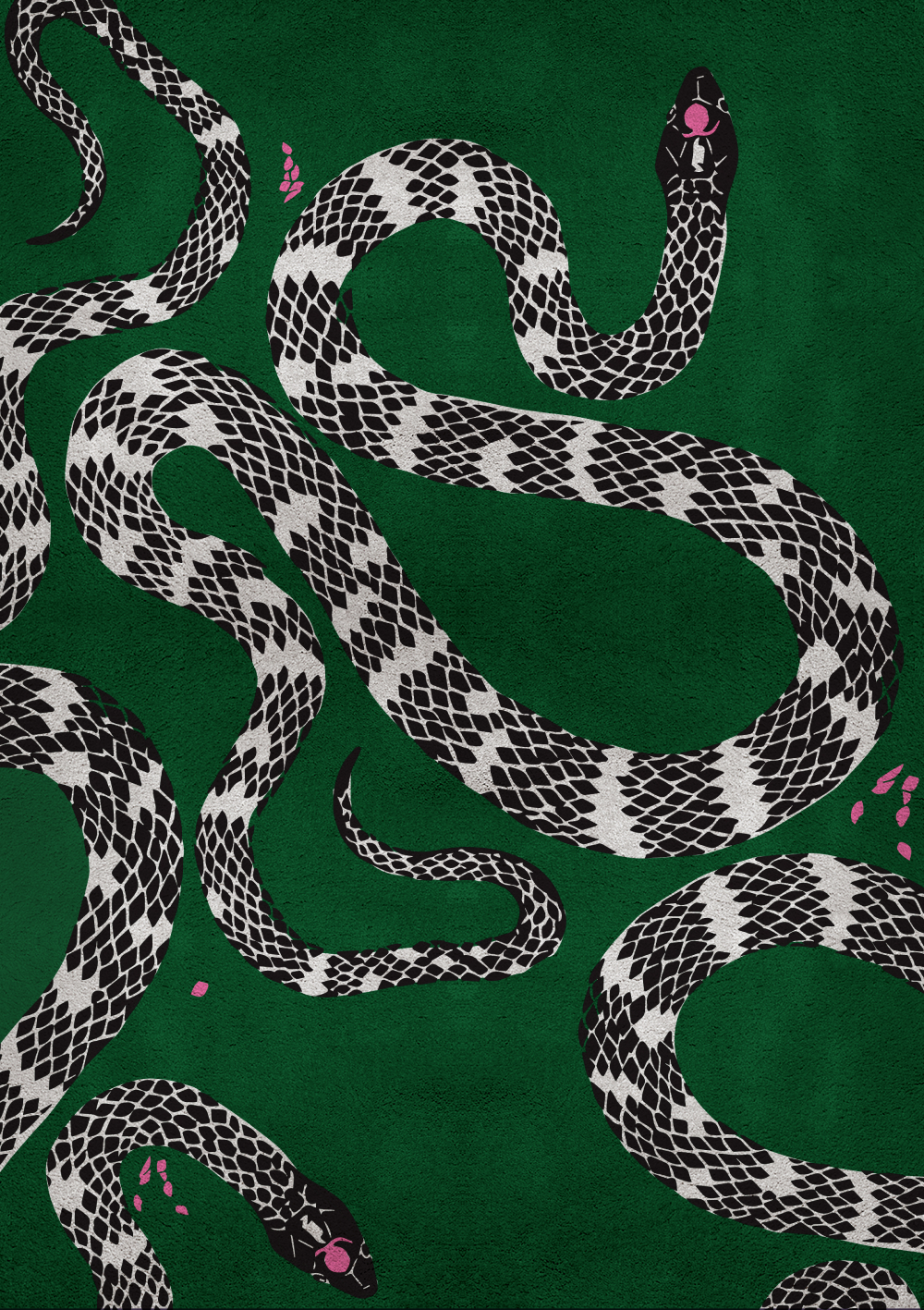 modern green rug with a snake design. interior design rugs