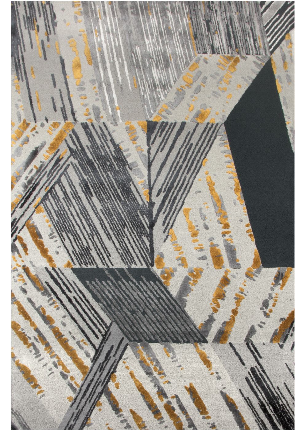 XISTO RUG, a gray and gold area rug, handmade area rugs