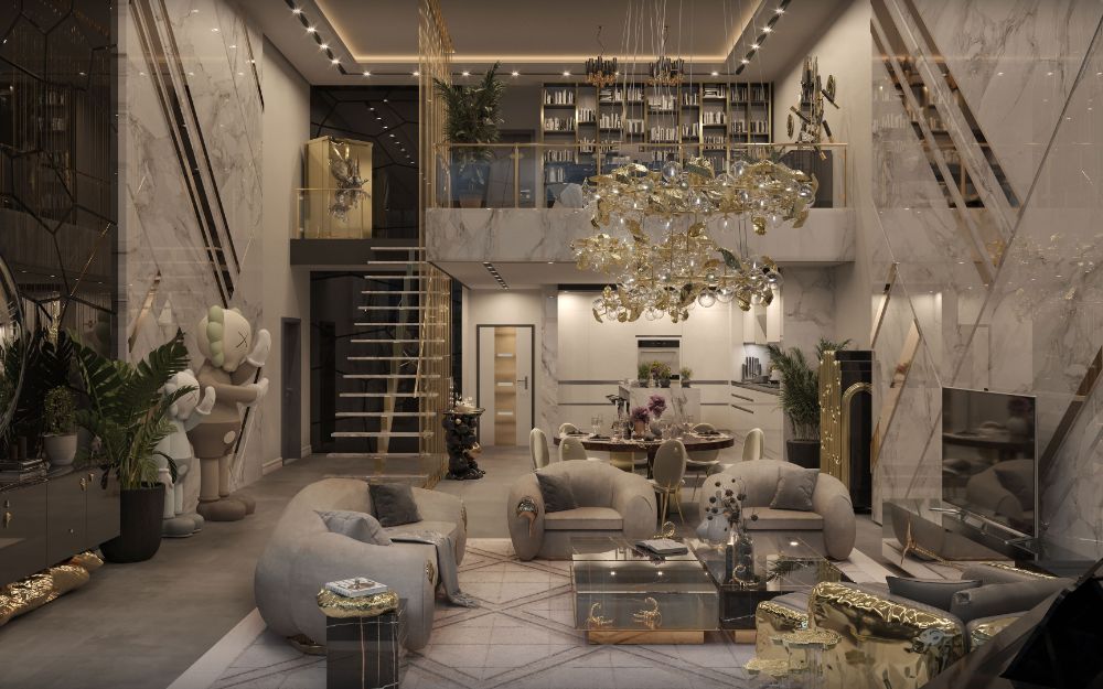 20 Clever Ways to Decorate Your Living Room with Modern Wool Rugs, modern contemporary living room with a area rug.