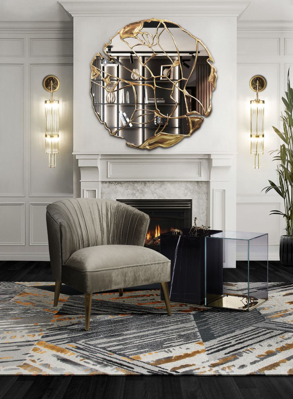 20 Clever Ways to Decorate Your Living Room with Modern Wool Rugs Modern contemporary living room with the Xisto rug in gray and gold tones
