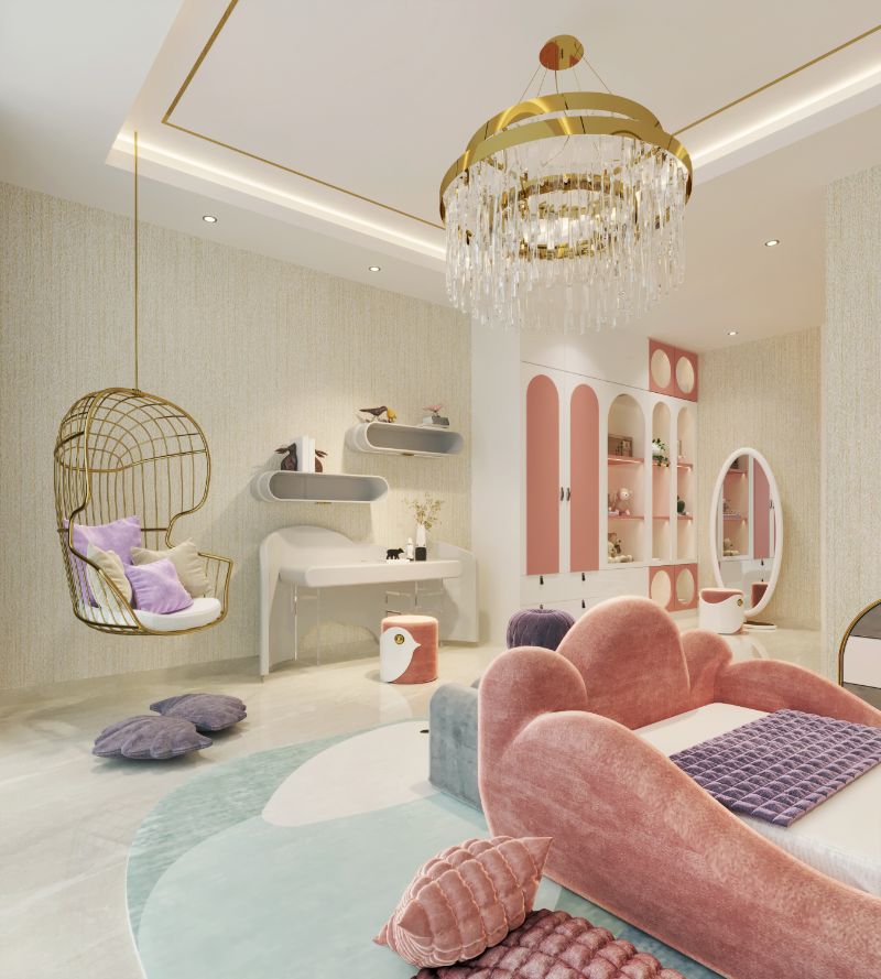 Bedroom Rugs To Fill Your Room With Style. Pastel bedroom with gray round rug