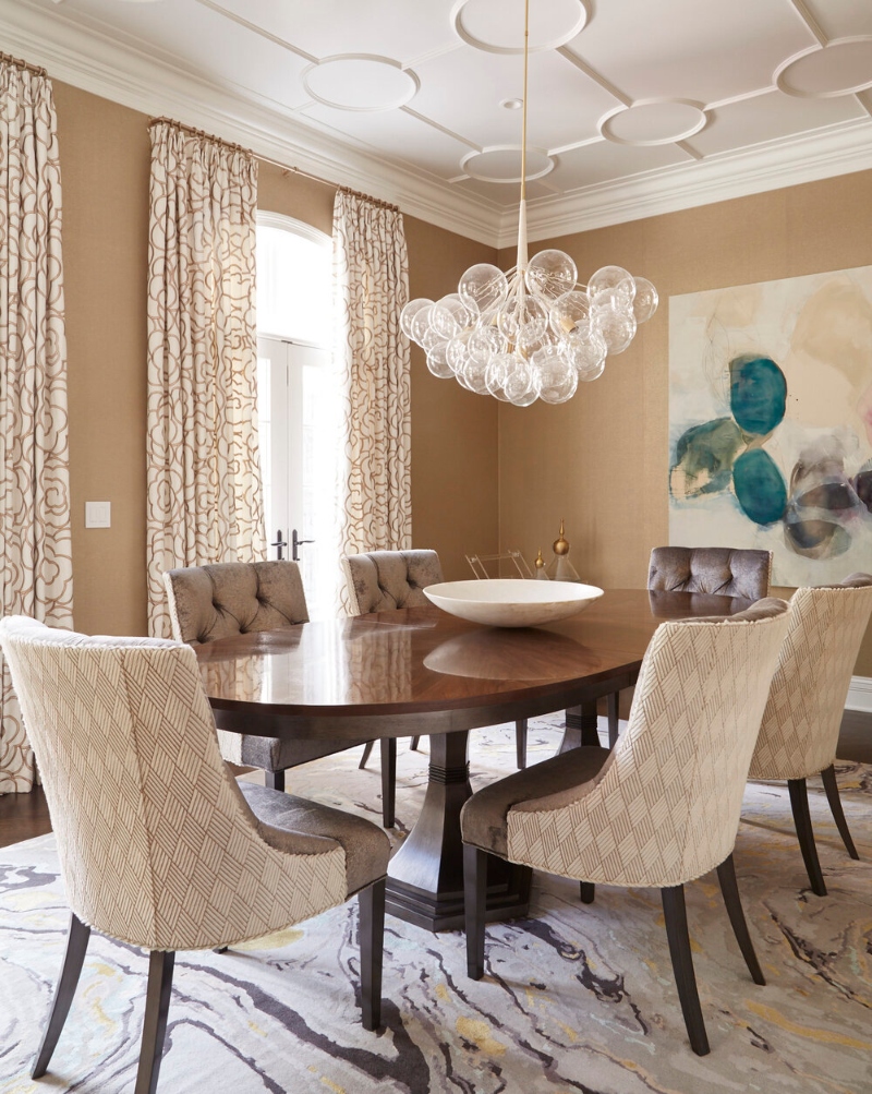 Living room interior design with a central rug