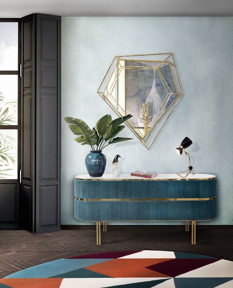modern mid-century entryway with round Audrey rug - Unusual Rug Shapes To Complement Every Room In The House