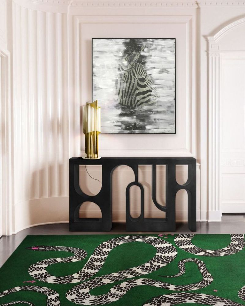 modern hallway with green rug. Modern Design Ideas: Green Rugs For a Trendy Interior