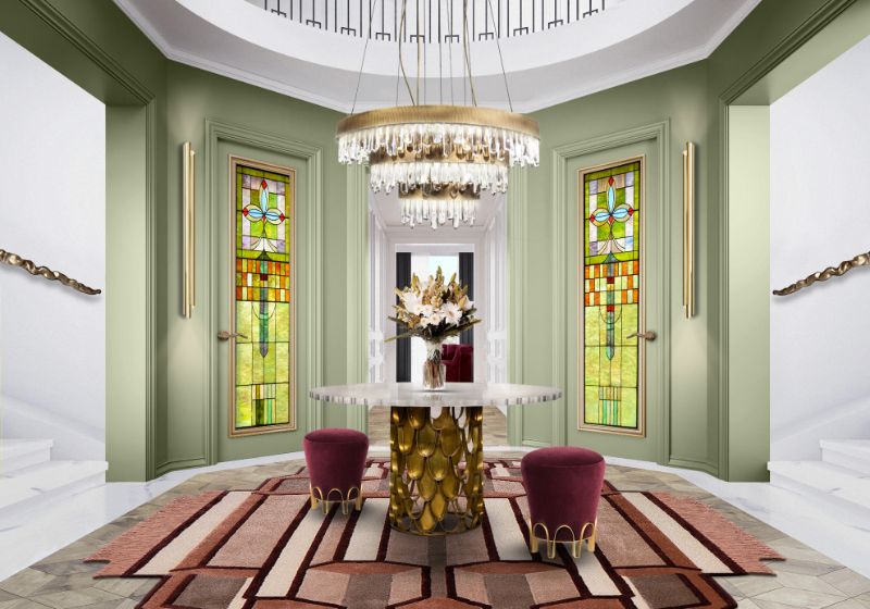 contemporary entryway with irregular shaped rug with soft pastel pink colors. Rug Trends To Look Out For In 2022