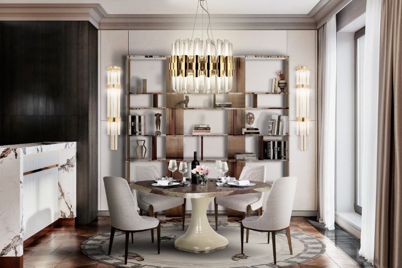 modern contemporary dining room with round rug. Luxurious Dining Room Ideas With Rugs