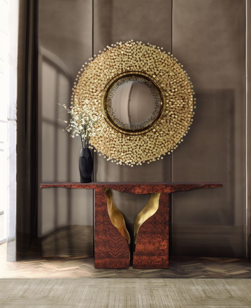 A dashing modern contemporary hallway with a beige area rug