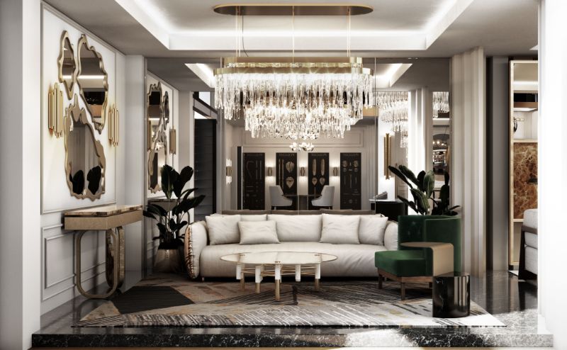 a luxurious living room with gold details and a cozy feelling. The Best Living Room Rugs To Pair With Your Upholstery