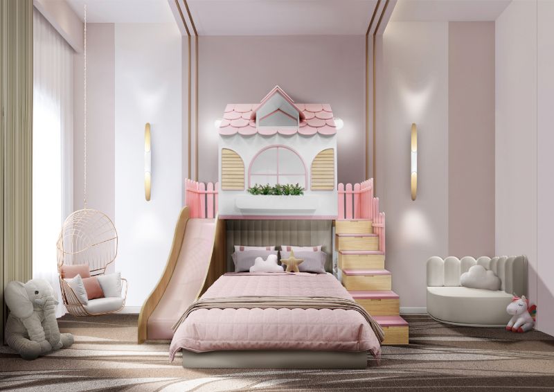 Modern Rug Inspiration: a girl's bedroom decor with pink tones.