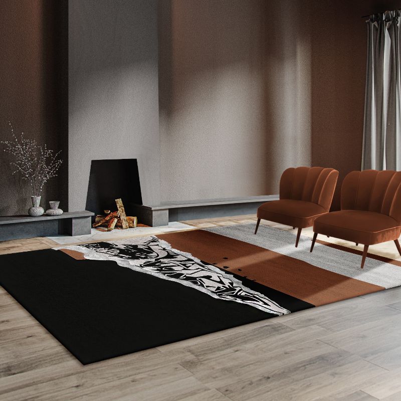 2022 milan furniture fair: modern contemporary living room with black and brown rug