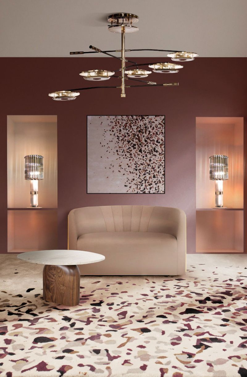 2022 milan furniture fair: Living room decor with colorful area rug