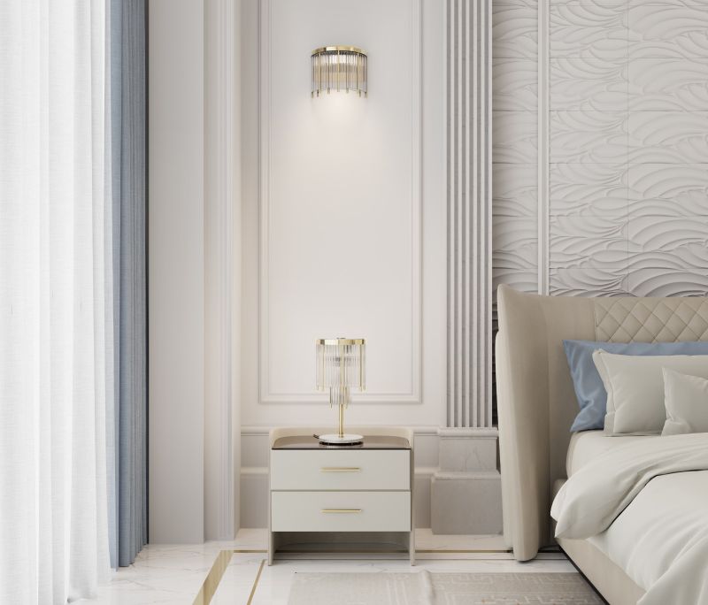 Bedroom area rugs in lighter tones can make a room look bigger. The cream color of the RUIN RUG matches perfectly with the bedframe and creates a cozy and soft ambiance.