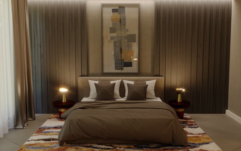 Modern Rug Inspiration For The Bedroom with colorful area rug and abstract design