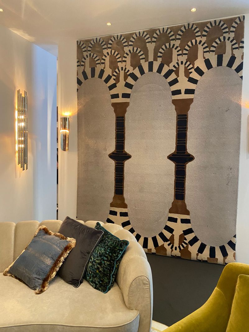iSaloni Fair: w neutral area rug perfect for a nude living room color palette.