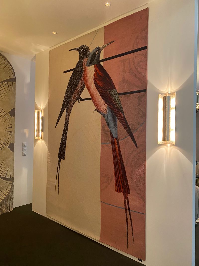 iSaloni Fair: beautiful wall rug hanging on the wall of Rug society stand at isaloni 2022