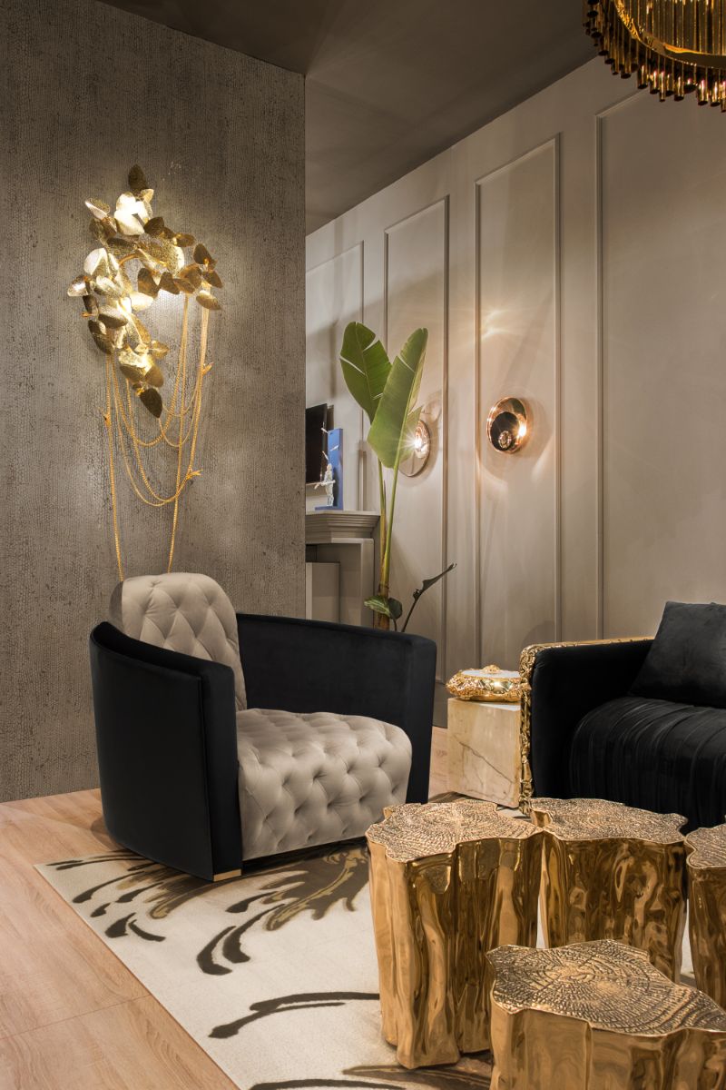 neutral rugs for reading corner of living room with golden lights and center table