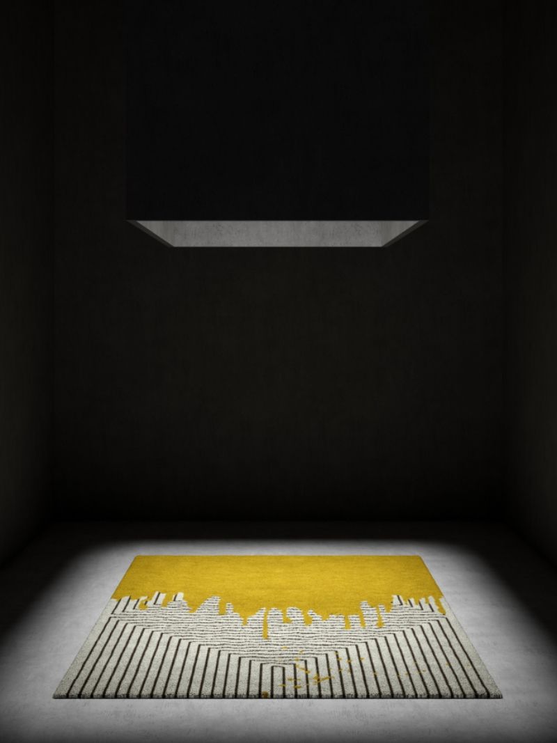 golden and geometric rug by rug´society