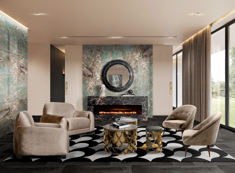 The Most Popular Living Room Area Rugs This Year. modern classic living room with black and white rugs