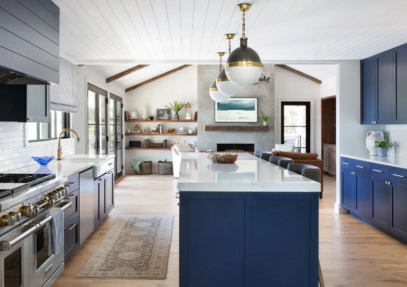 BANDD DESIGN: Rug Design Inspiration. A modern kitchen with a small washed-out rug.