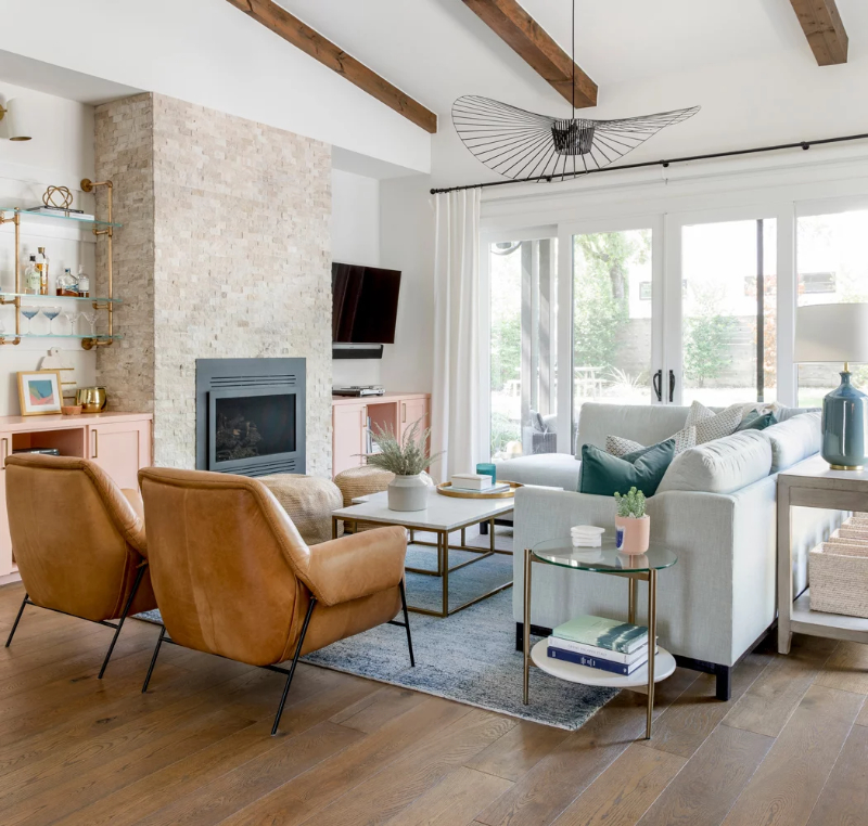 BANDD DESIGN: Rug Design Inspiration. A living room with a washed-out look blue rug.
