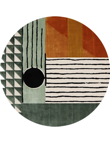 handmade rugs with geometric round rug in gray and orange