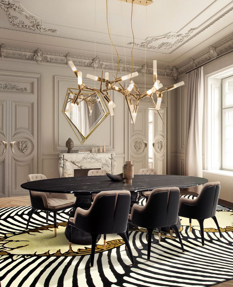 modern and classy luxurious dining room with the magnificent COUPLE rug.