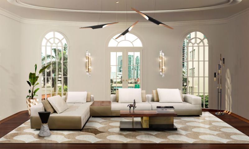 Neutral hues create a warm and cozy living room decor. The ALDER RUG has a beautiful yet simple design that adds some personality to this room and pairs nicely with the CAPUCHIN sofa. Luxurious sofas and rugs can transform a room and make it feel more elegant.