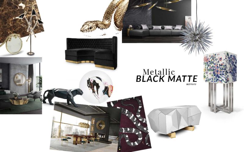 Moodboards To Inspire Your Interior Design. Metallic Black Matte moodboards will inspire you and will undoubtedly add a minimalist yet dynamic feel to your living space.
